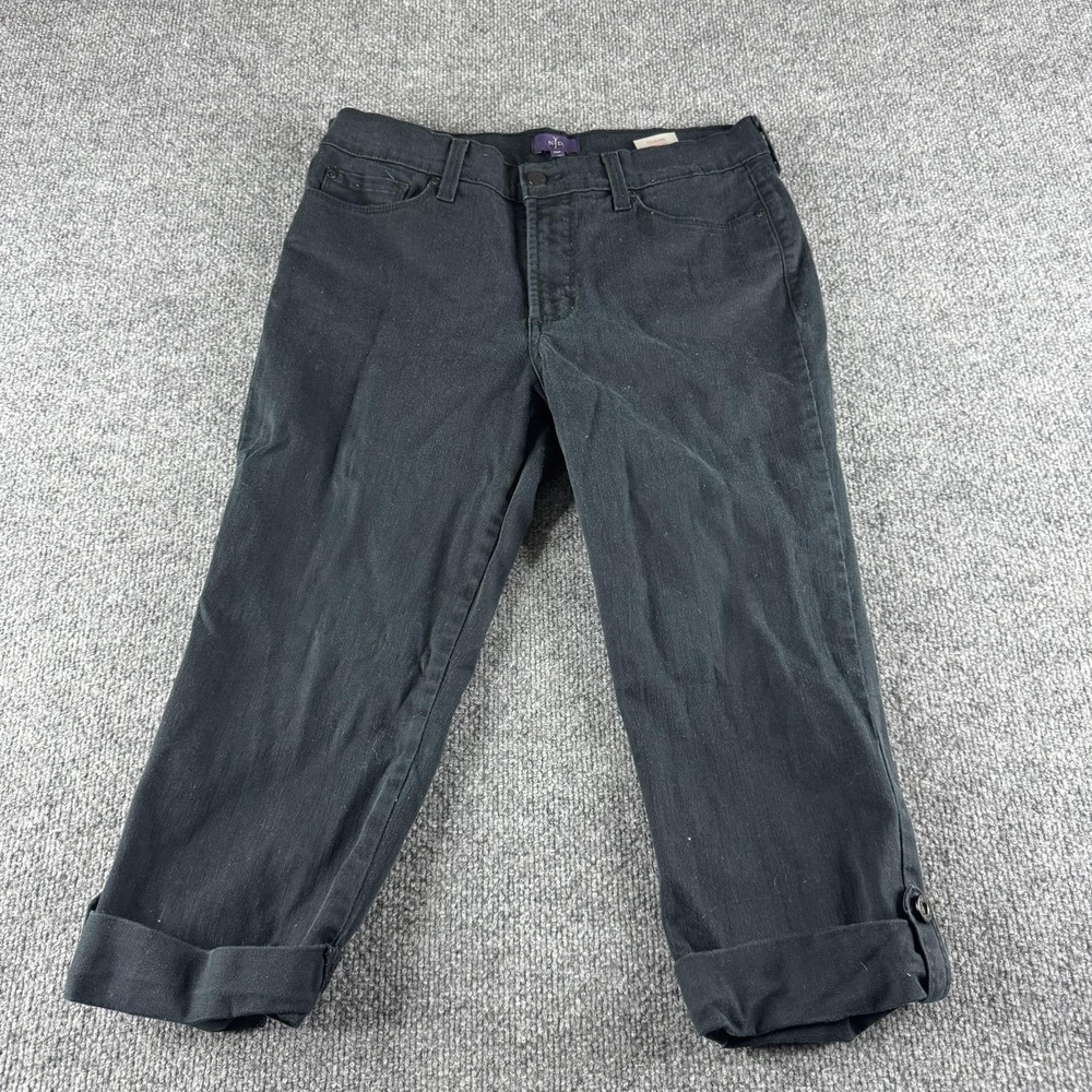 NYDJ Crop Jeans Womens 10P Black Dark Wash Stretch Denim Lift Tuck Tech